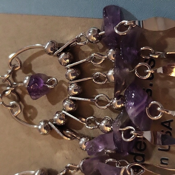 1189- Natural Chips Stone Handmade Women's Earrings NWT - Picture 4 of 4